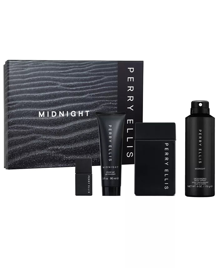 Perry Ellis Midnight 4-Piece Set 3.4oz Men EDT Spray