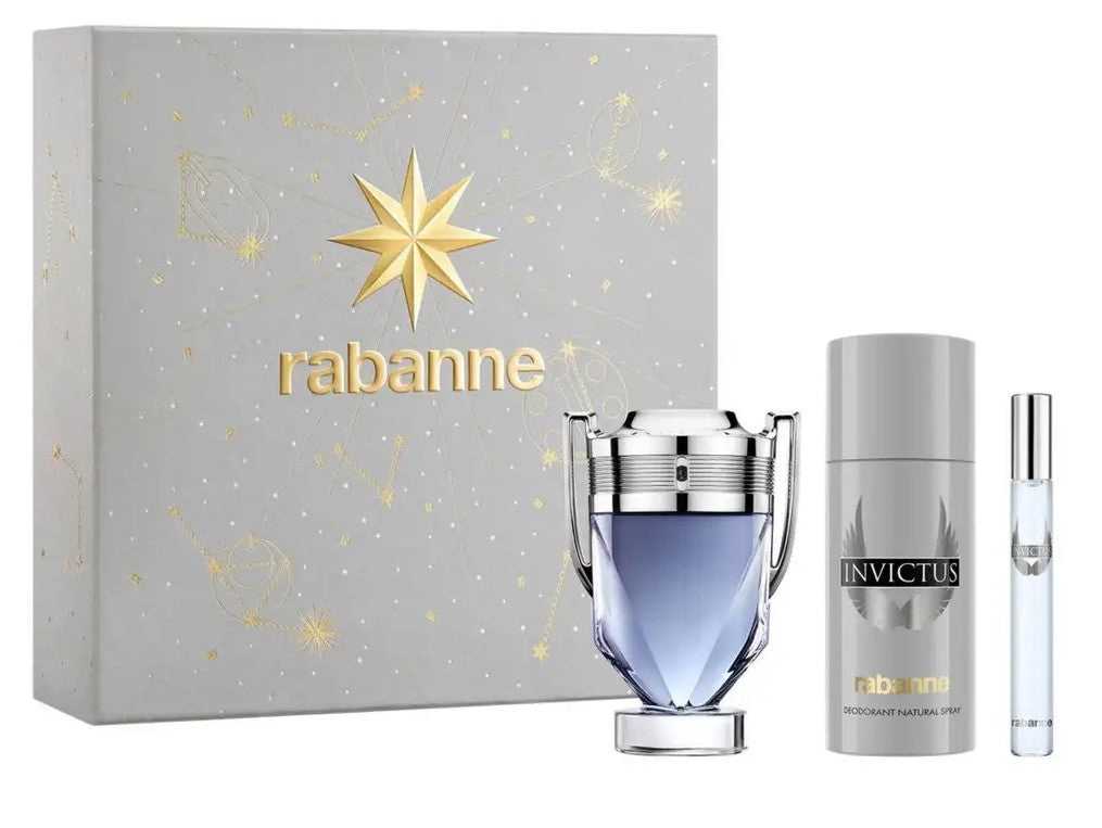 Paco Rabanne Invictus 3-Piece Set 3.4oz Men EDT Spray