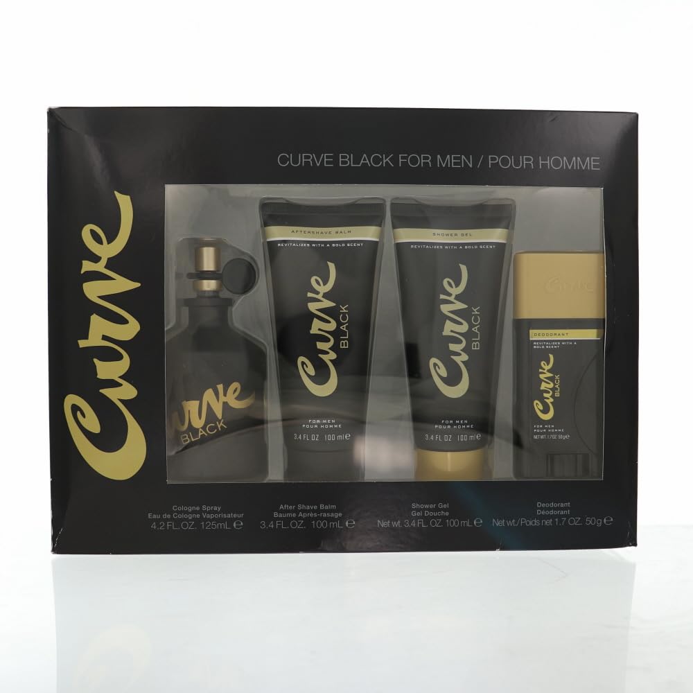 Liz Claiborne Curve Black 4-Piece Set 4.2oz Men EDC Spray