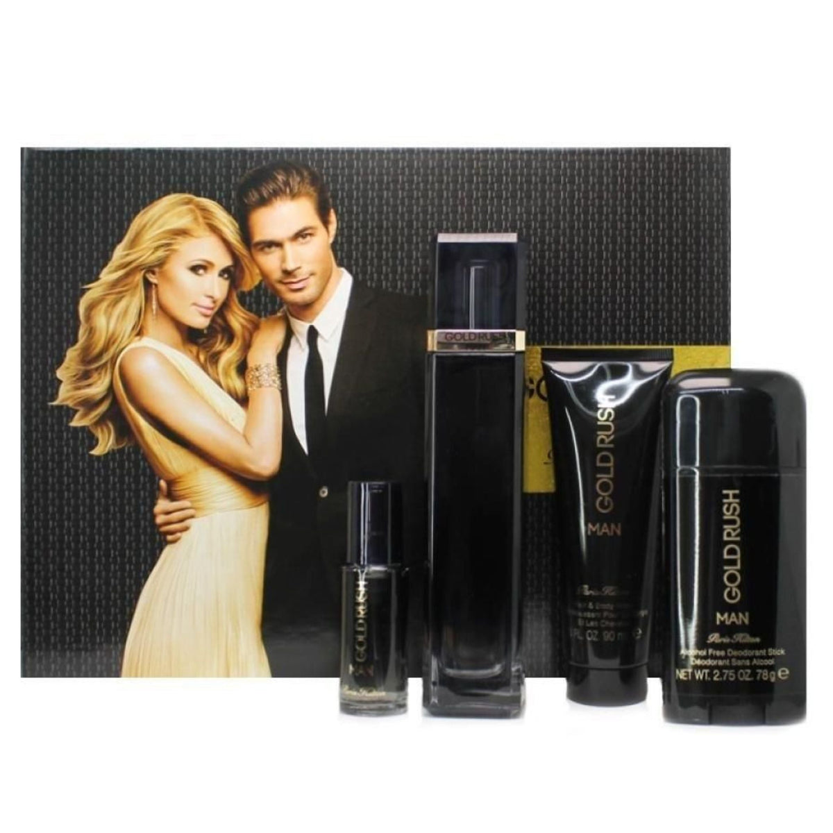 Paris Hilton Gold Rush 4-Piece Set 3.4oz Men EDT Spray