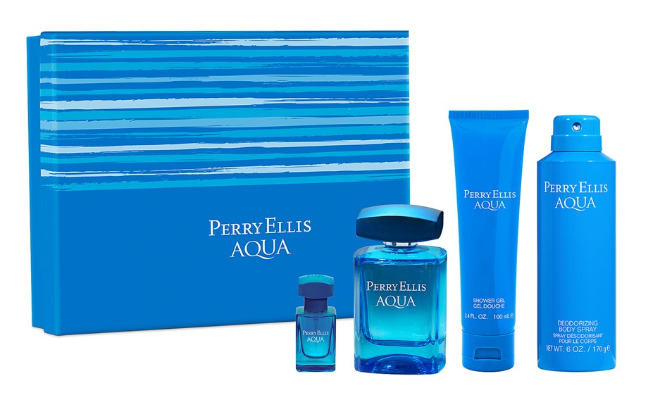Perry Ellis Aqua 4-Piece Set 3.4oz Men EDT Spray