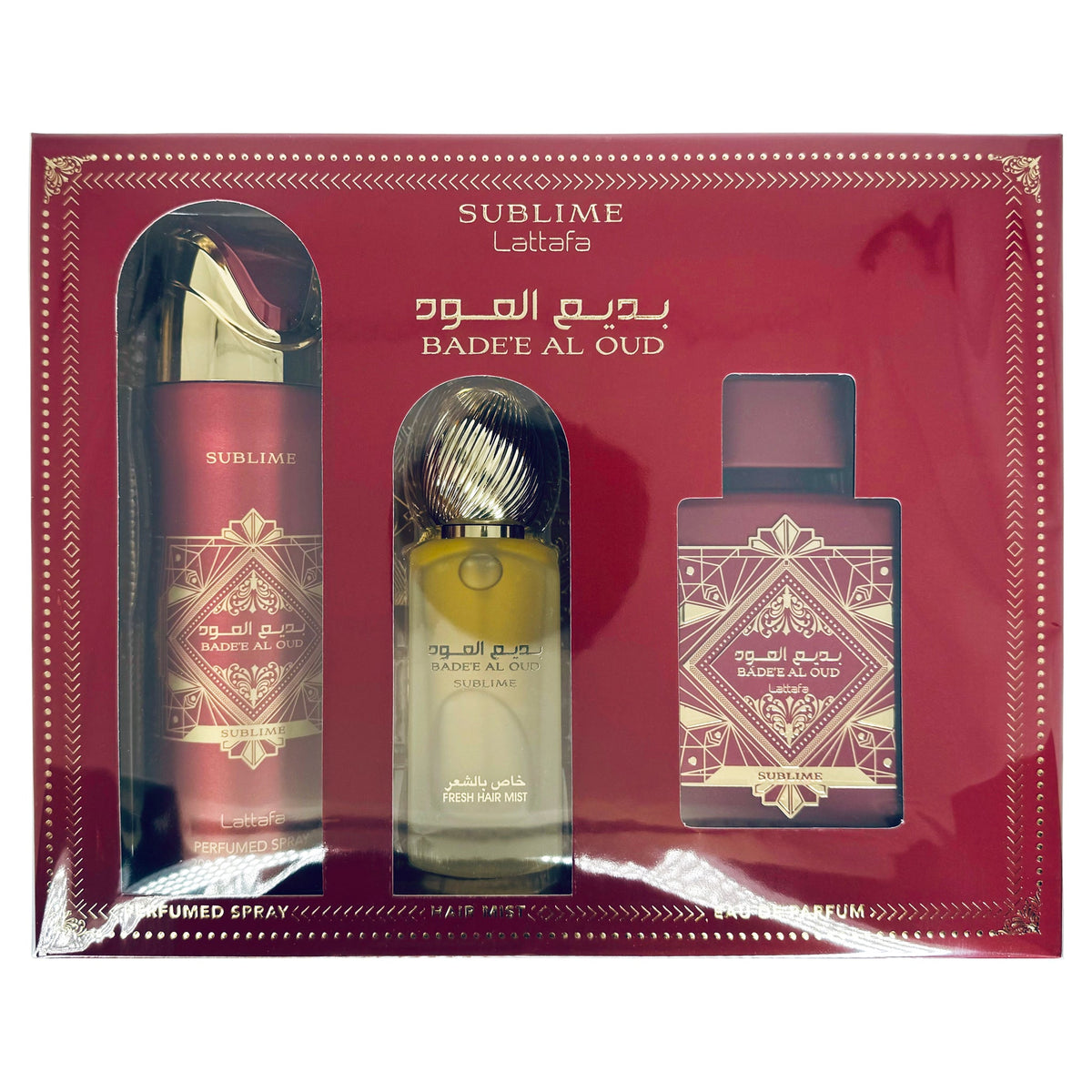 Lattafa Badee Oud Sublime 3-Piece Set 3.4oz Women EDP Spray