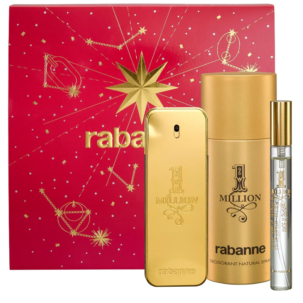 Paco Rabanne 1 Million Paco Rabanne 3-Piece Set 3.4oz EDT Men Spray