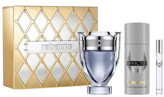 Paco Rabanne Invictus 3-Piece Set 3.4oz Men EDT Spray