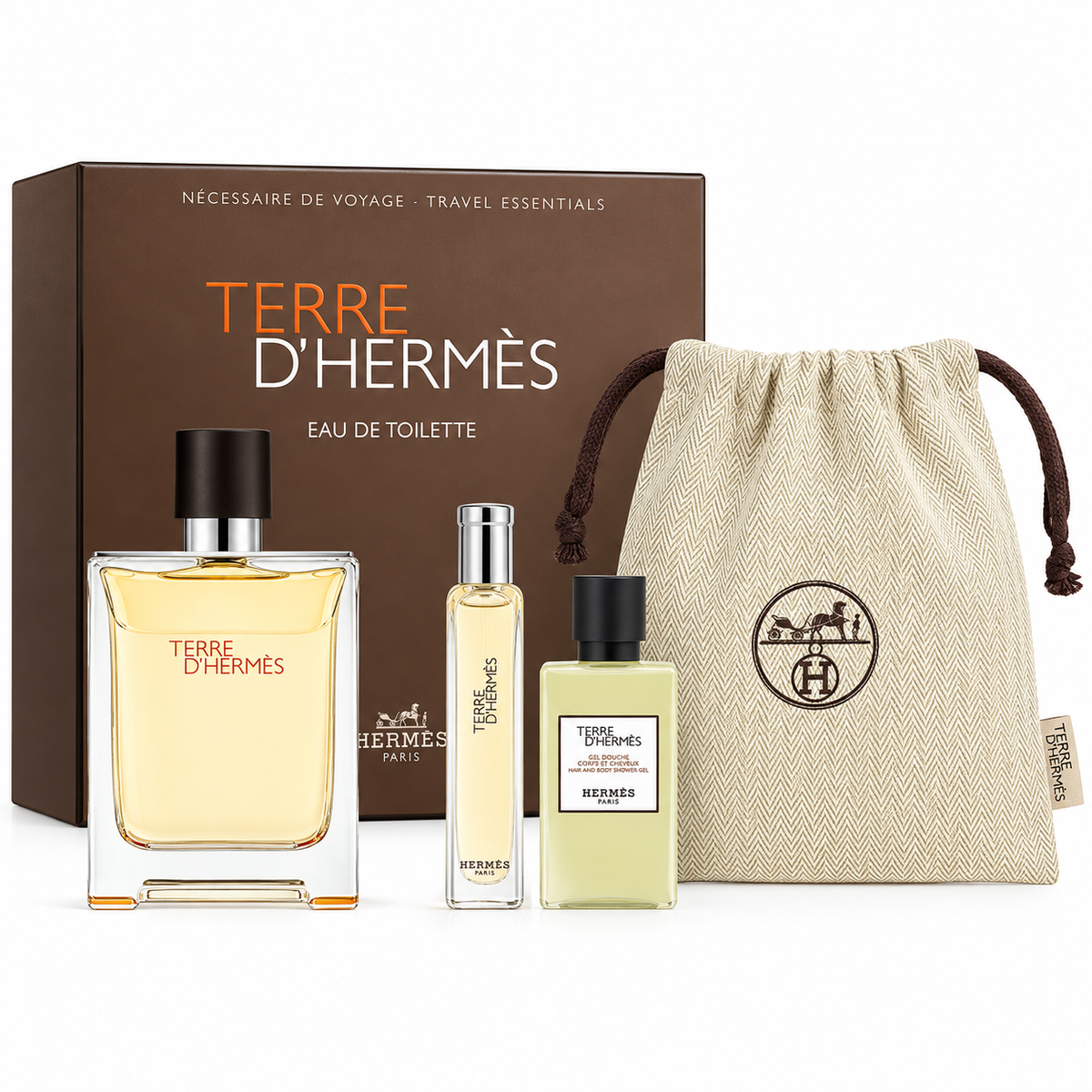 Hermes Terre Dhermes 4-Piece Set 3.4oz Men EDT Spray